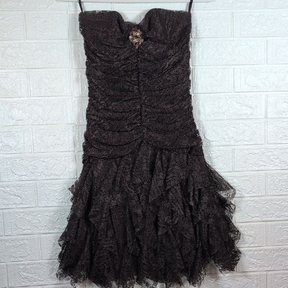 Jessica McClintock Strapless Brown Dress - Picture 1 of 7